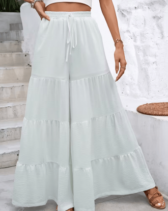 High-Waist Wide-Leg Palazzo Pants – Solid Color, Casual & Versatile