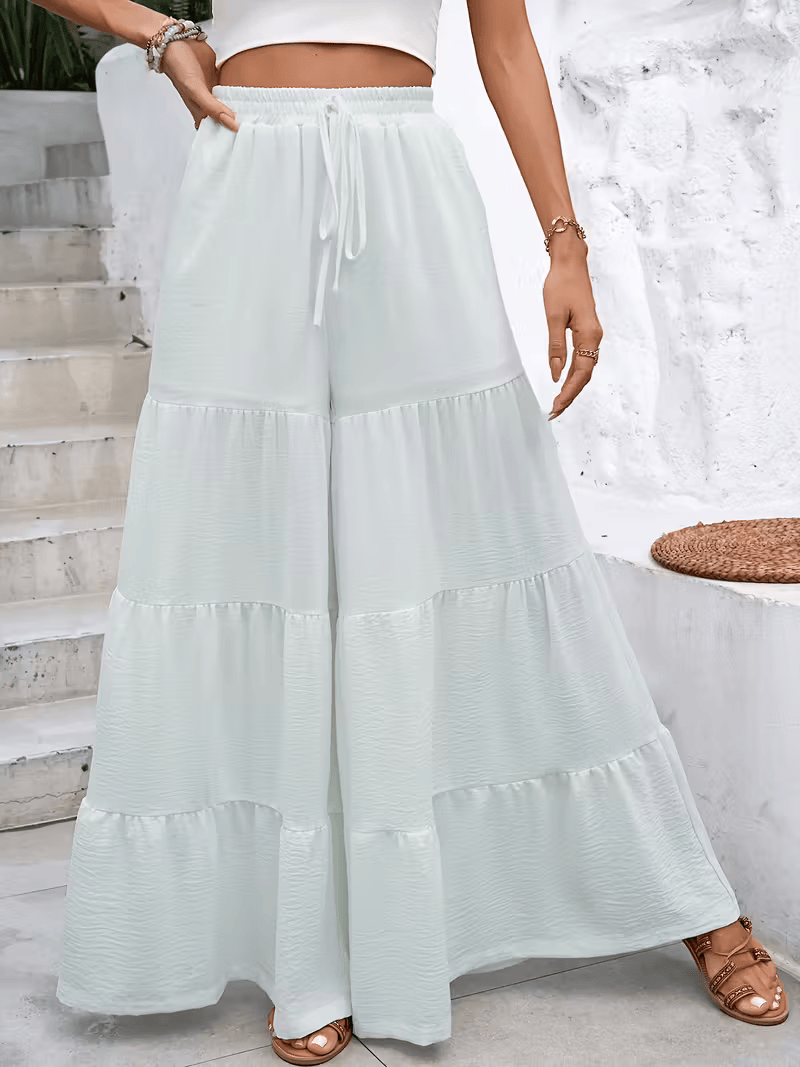 High-Waist Wide-Leg Palazzo Pants – Solid Color, Casual & Versatile