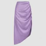 High-Waisted Brown Skort with Side Slit – Glossy Finish