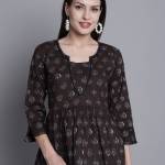 Ethnic Motifs Printed Cotton Peplum Top